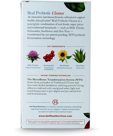 Real Probiotic Cleanse - 90 Organic Capsules for Gut Health - Jordan Rubin Nutrition - Milk Thistle, Schisandra, Sunflower, Aloe Vera - Buy Online on GoSupps.com