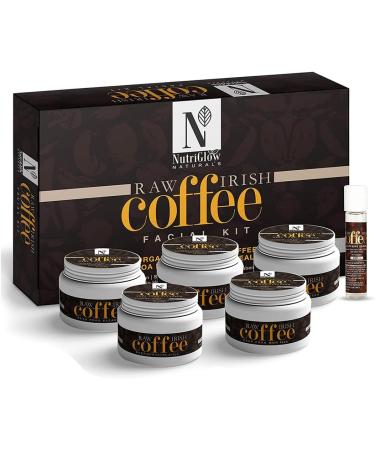 NutriGlow NATURAL'S Raw Irish Coffee Facial Kit For Deep Exfoliation Pore Cleanser Hydrate Skin Acne Treatment With Cocoa butter with Oatmeal 9.17 Oz - Buy Online on GoSupps.com