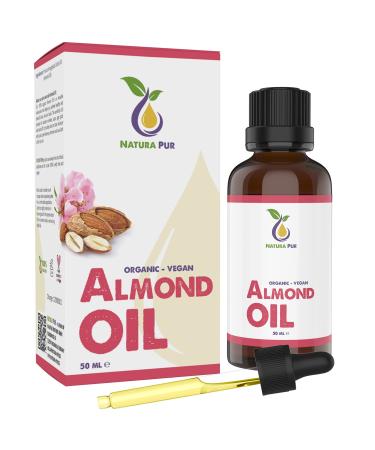 Almond oil sweet organic 50ml - 100% native cold -pressed vegan in glass bottle - anti -aging serum for face anti -folds body hair skin hands nails - natural oil (1 Pack) - Buy Online on GoSupps.com