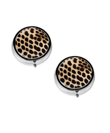 (Rough Leopard Printed) Round Pill Box 3 Compartment Pill Box Mini Decorative Pocket Purse Portable Travel Medicine Tablet Vitamin Holder Organizer Pill Case