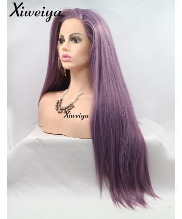 Buy Xiweiya 24-Inch Purple Wig - Long Body Wave Synthetic Lace Front Heat Resistant Natural Hairline Piano Purple Color for Women - Buy Online on GoSupps.com