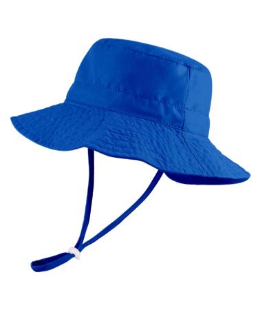 LACOFIA Toddler Baby Sun Hat Unisex Kids Summer Bucket Hat Wide Brim for Outdoor Swim Beach Pool Adjustable 6-24 Months A-Blue