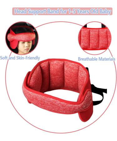 KAKIBLIN Adjustable Toddler Car Seat Head Support Band - Red | Safety Carseat Straps Cover for Neck Relief - Buy Online on GoSupps.com