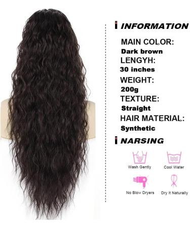 PORSMEER Dark Brown 28 Beach Wave Ponytail Extension - Synthetic Drawstring Clip-In Hairpiece for Women - Buy Online on GoSupps.com