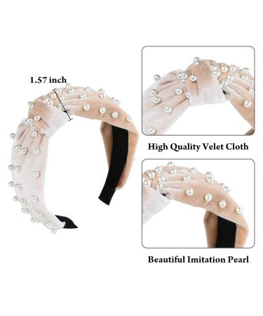 Litthing Pearl Velvet Wide Headband with 2 Pack - Black + Beige - Buy Online on GoSupps.com