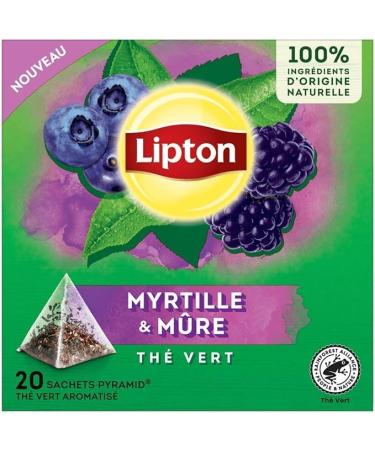 Lipton Th Vert Aromatis Infusion Froid ou Chaud Go t Myrtille & Mure Bien Etre Ingr dients d'Origine 100% Naturelle 240 Sachets Pyramid - Buy Online on GoSupps.com