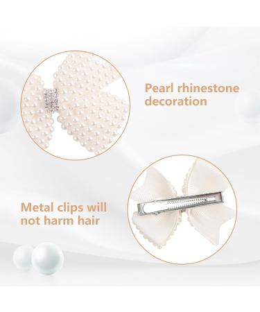 Bekecidi 4 Piece Pearl Bow Hair Clips Cloth Bowknot Hairpin In Pairs Bow Hair Barrettes Hair Styling Decoration Accessories for Girls and Women 2 Styles - Buy Online on GoSupps.com