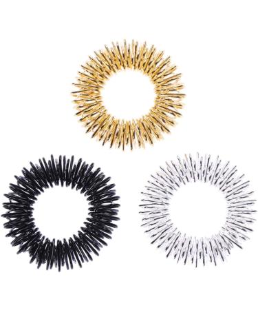 Milisten Acupressure Massage Rings - 3 Piece Set (Gold Silver Black) | Chinese Medicine Finger Massagers for Pain Relief - Buy Online on GoSupps.com
