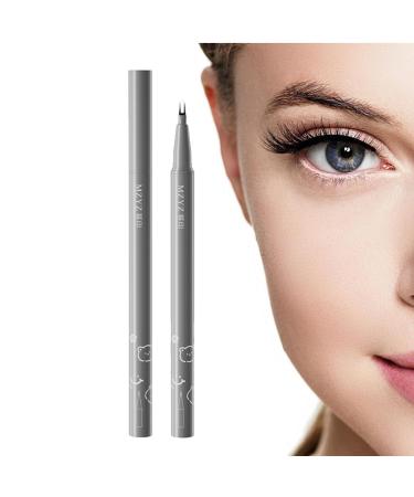 Double Tip Eyelash Pencil Bottom Eyelashes Eyeliner Pencil Waterproof Smudge Proof Eye Liner Liquid Eyeliner Two-Claw Bottom Lashes Pencil for Eye Makeup Rowces V02# Gray Brown