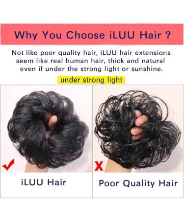 iLUU 2PCS Women's Thick Curly Wavy Updo Hair Bun Extensions Natural Black Color Heat Resistent Fiber Synthetic Messy Hairpieces for Beauty Women Party Daily Use (#1 Black Color) #1-jet black - Buy Online on GoSupps.com