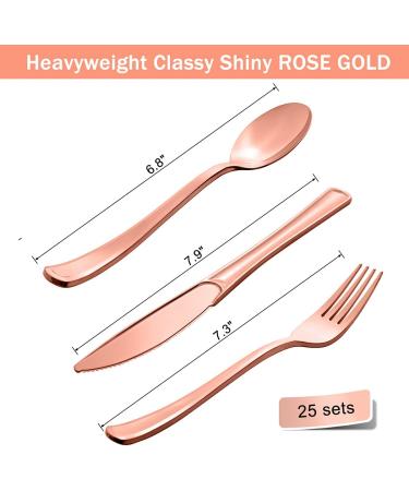175 Pieces Rose Gold Party Supplies - Rose Gold Dot on White Paper Plates and Napkins Cups Silverware Serves 25 Sets for Wedding Bridal Shower Engagement Birthday Parties White and Rose Gold - Buy Online on GoSupps.com
