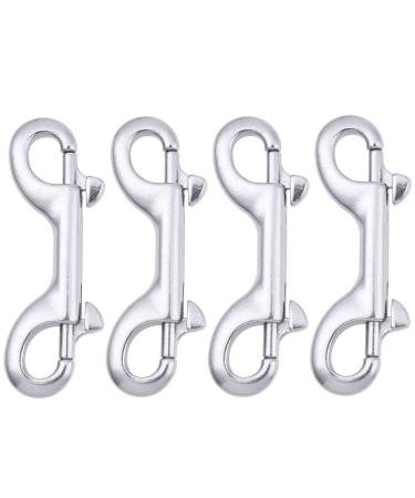 AOWISH 4-Pack 316 Stainless Steel Double Ended Bolt Snap Hook Marine Grade Double End Snap Trigger Chain Clip Scuba Diving Clips Key Holder Security New 3-1/2'' 4'' 4-1/2'' AVL 3-1/2 Inch Silver