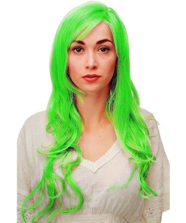 TRIXES Neon Green 20 Long Wavy Wig for Costume Party & Cosplay - Fancy Dress Accessory for Stag & Hen Do - Buy Online on GoSupps.com