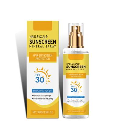 Hair & Scalp Sunscreen Spray SPF 30 | UV Protection Spray for Color-Treated Hair Non-Greasy Scalp Shield with Coconut Oil | Broad Spectrum UVA/UVB Defense Against Fade & Dryness (1)