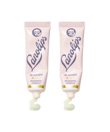 Lanolips 101 Ointment Multipurpose Superbalm Duo - Natural Healing Moisturizer for Dry, Cracked Lips, Skin + Cuticles - Works as a Nipple Cream - Fragrance-Free (2x 15g / 0.52oz)