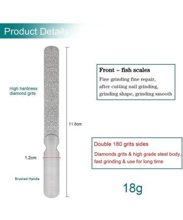 VOGARB Professional Nail Files For Natural Hard/Thick Nails with Case 4.6'' Double Sided 180 Diamond Grits Metal Stainless Steel No Slip Handle Easily Grinding Finger Toe Salon Home Travel (1 Pack(A)) - Buy Online on GoSupps.com