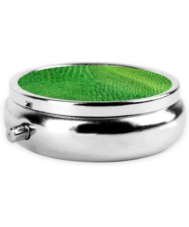 Green Snakeskin Mini Round Pill Box | 3 Compartment Portable Pill Organizer for Travel Home & Office - Buy Online on GoSupps.com