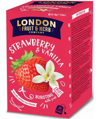  LONDON FRUIT & HERB COMPANY London Fruit | Strawberry and Vanilla Infusion | Hibiscus Strawberry Vanilla Infusion Single-Use Bags - 6 x 20 Filters (240g) | Caffeine-Free Herbal Tea - Buy Online on GoSupps.com