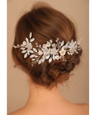 Denifery Opal Wedding Hair Comb - Silver Rhinestones Opal Crystal Vintage Bridal Hair Clips - Buy Online on GoSupps.com