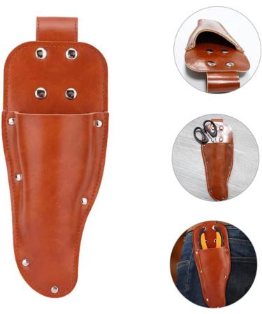 Minkissy 2pc Shear Set Leather Sheath Holder for Hairdressing & Garden Scissors - Durable Salon Pliers Storage Light Brown 23.2x8cm - Buy Online on GoSupps.com