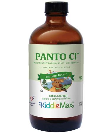 Maxi Health Panto C Liquid Kids Vitamin C with Pantothenic Acid & Elderberry for Children s Immune Support Gentle Berry Flavor Liquid Vitamins for Kids 8 Fl Oz Natural Berry 8 Fl Oz (Pack of 1)