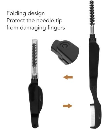 Metal Teeth Eyebrow Comb 2 in 1 Eyelash Teeth Comb Black Eyelash Brush and Comb Stainless Steel Dual Heads Foldable Grooming Teeth Eyebrow Brush for Makeup - Buy Online on GoSupps.com