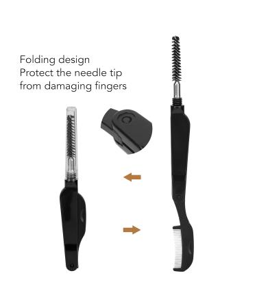 2 in 1 Eyelash and Eyebrow Comb - Stainless Steel Dual Head Grooming Brush for Makeup | Foldable Black Eyelash Brush - Buy Online on GoSupps.com