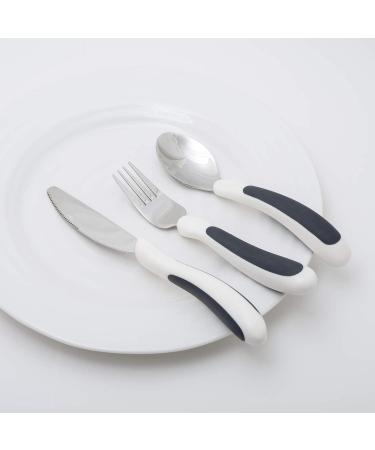 NRS Healthcare Kura Care Adult Cutlery Set - Easy Grip, Black & White - Single - Buy Online on GoSupps.com
