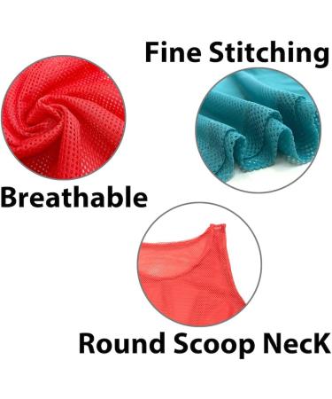 12 Pc Team Pinnies Set - Nylon Mesh Vests for Youth - Basketball, Football, Soccer Practice Jerseys - Red & Light Blue - Buy Online on GoSupps.com