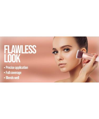 Flat Top Kabuki Foundation Brush - Premium Makeup Brush for Liquid Cream & Powder - Perfect Buffing & Blending Tool - Angled Eyebrow Brush Spoolie & Pink Beauty Blender - Buy Online on GoSupps.com