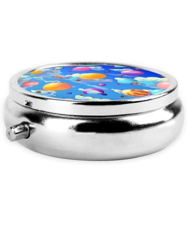 Flying Balloons Portable Metal Pill Box - 3-Compartment Mini Design for Small Pills | Travel Essential - Black - Buy Online on GoSupps.com