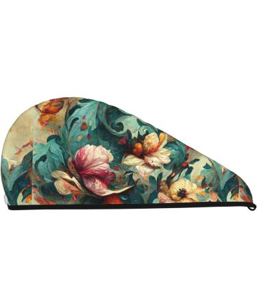 Artistic Abstract Flower Microfiber Hair Towel - Super Absorbent Quick Dry Wrap for Long Curly Thick Hair | Soft Coral Velvet for Women - Buy Online on GoSupps.com