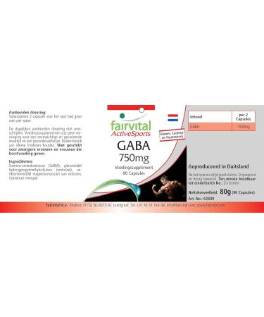 Fairvital | GABA 750mg - for 45 DAYS - 1500mg per daily dose - VEGAN - 90 capsules - -aminobutyric acid - Buy Online on GoSupps.com