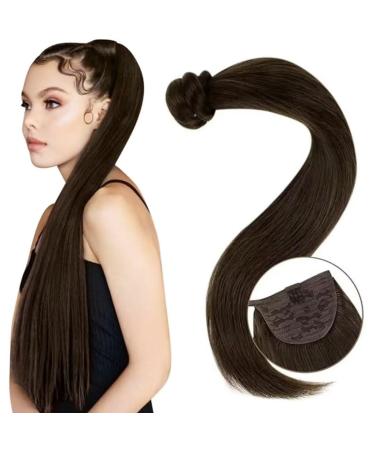 Easyouth real hair braid hair recovery brown clip in ponytail extension real hair dark brown braid extensions real hair 80g 20 inch remy #2 50 cm 1-27 py #2