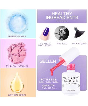 Gellen Gel Nail Polish Kit - Blue Peach Light Pink White Soak Off Art Design Set - Salon Quality UV LED Cured Manicure - Buy Online on GoSupps.com