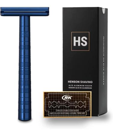 Henson Shaving AL13-M DE safety razor steel blue