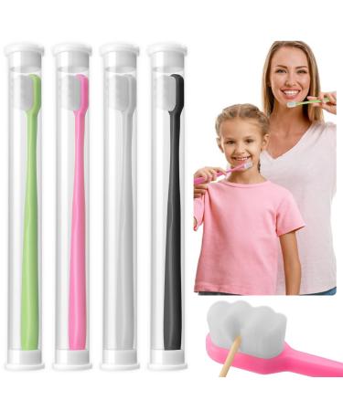 Sibba 4 Pack extra soft micro nano hand toothbrush manual toothbrush sensitive gums individually packaged ultra -bristles conical bristles for gum care adults (black pink blue white)