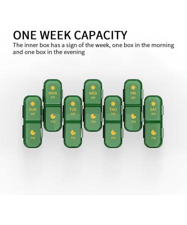 AM/PM Pill Organizer 7-Day Weekly Pill Box with 14 Compartments | Travel Medicine Organizer (Green) for Twice a Day Use - Buy Online on GoSupps.com