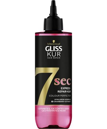 Gliss Kur 7 Sec Express Repair Kur Color Perfector (200 ml) hair treatment repairs the hair in just 7 seconds for 7x stronger hair and 7x less hair breakage