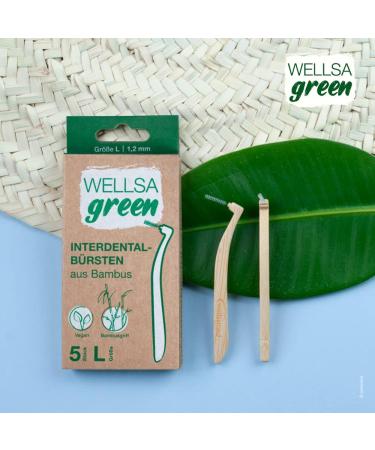 Wellsamed Wellsagreen 5-Pack Bamboo Interdental Brushes L-Shape (L) - Eco-Friendly Dental Care for Healthy Teeth - Buy Online on GoSupps.com