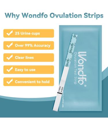 Wondfo Ovulation Test Strips 25 Pack Ovulation Predictor Kit with Urine Cups to Know Your Most Fertile Days 5MM Width - Buy Online on GoSupps.com