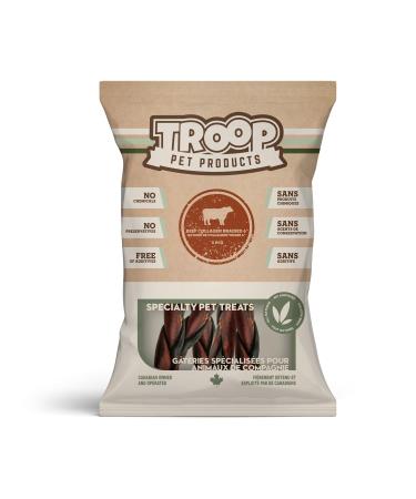 Troop Pet Products Beef Collagen Stick Braided Natural Single Ingredient Dehydrated Dental Chew 6" (Pack of 5)