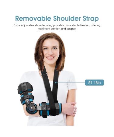 Adjustable Hinged Elbow Brace - Post Op Support & Immobilizer for Injury Recovery (Right Arm - Buy Online on GoSupps.com
