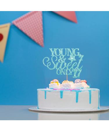 Sky Blue Young & Sweet Only 17 Cake Topper Birthday Party Cake Topper Glitter Cake Decorations for Happy 17th Birthday/Anniversary Party - Buy Online on GoSupps.com