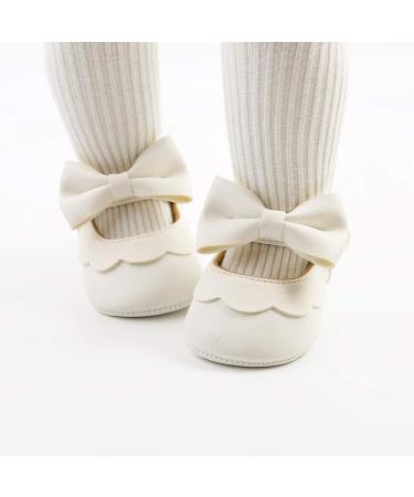 Baby Girls Mary Jane First Walking Shoes | PU Leather Anti-Slip Princess Shoes | Infant Baby Shoes 6-12 Months | E White - Buy Online on GoSupps.com