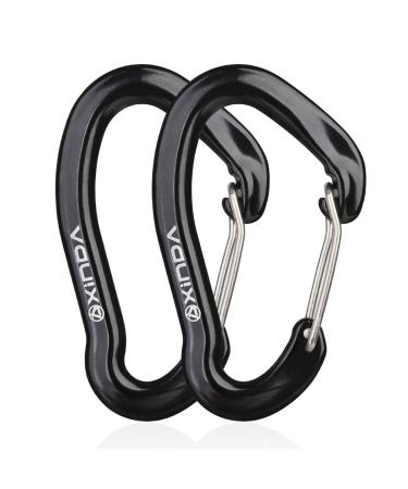 XINDA Carabiner Clips - 16kN Small Wire Carabiners for Camping,Hiking, Heavy Duty Caribeaners for Hammocks,Swings,Dog Leashes 2 Black