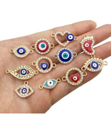 50pcs Assorted Evil Eye Connector Rhinestone Charms for Jewelry Making - DIY Craft (M703) - Buy Online on GoSupps.com