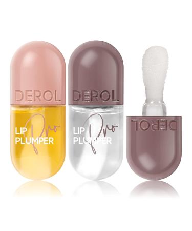 2 PCs Lip Plumper Set - Natural Makeup Lip Gloss & Serum for Fuller Hydrated Lips | Derol Lip Plumper - Buy Online on GoSupps.com