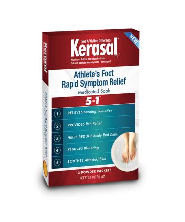 Kerasal Athlete's Medicated Foot Soak, Bath for 5-in-1 Rapid Symptom Relief, 12 Count, (Pack of 1) Medicated Soak