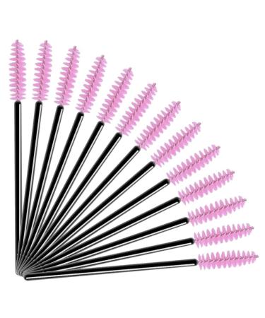 50 Pcs Disposable Mascara Wands Eyelash Brush Spoolies for Eyebrow Eye Lash Extension (Pink+Black)